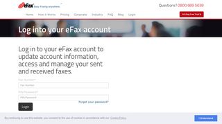 Log in to your eFax account to access our services | eFax UK