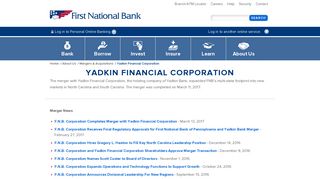Yadkin Financial Corporation - First National Bank