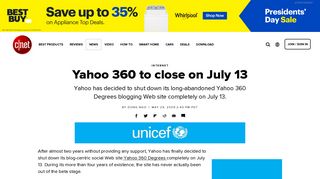 Yahoo 360 to close on July 13 - CNET