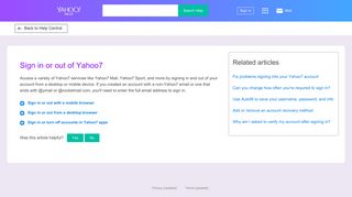 Sign in or out of Yahoo7 | Yahoo Help - SLN3407