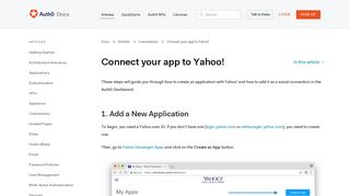 Connect your app to Yahoo! - Auth0