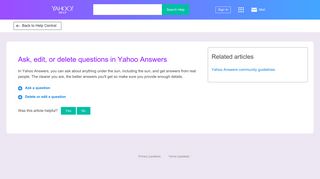 Ask, edit, or delete questions in Yahoo Answers | Yahoo Help - SLN8239