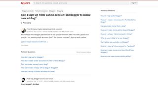 Can I sign up with Yahoo account in blogger to make a new blog ...