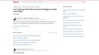 Can I sign up with Yahoo account in blogger to make a new blog ...