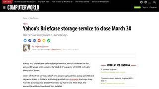 Yahoo's Briefcase storage service to close March 30 | Computerworld
