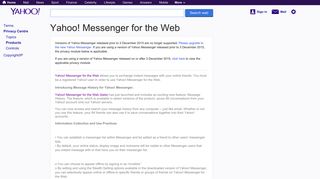 Yahoo! Messenger for the Web - Yahoo Terms