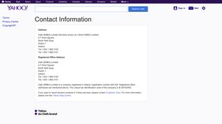 Contact Information - Yahoo Terms