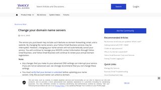Change your domain name servers - Yahoo Small Business Community