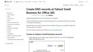 Create DNS records at Yahoo! Small Business for Office 365 ...