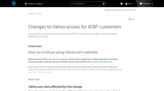 Changes to Yahoo Access for AT&T Customers - Email Support