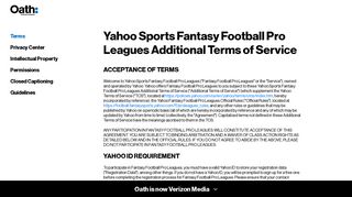 Yahoo Sports Fantasy Football Pro Leagues Additional Terms of ...