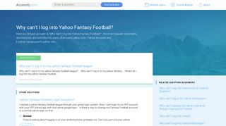 Why can't I log into Yahoo Fantasy Football? Access 28 best answers ...