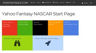 Yahoo Fantasy NASCAR Start Page – ifantasyrace.com