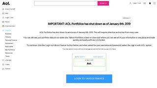 AOL Portfolios shutdown - AOL.com