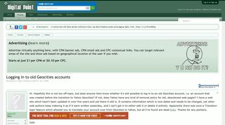 Logging in to old Geocities accounts - Digital Point Forums