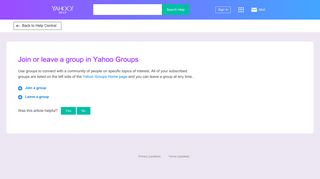 Join or leave a group in Yahoo Groups | Yahoo Help - SLN2416