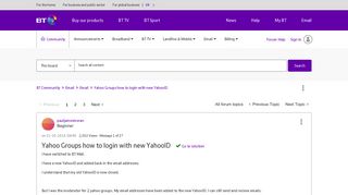 Solved: Yahoo Groups how to login with new YahooID - BT Community
