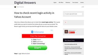 How to check recent login activity in Yahoo Account - Digital Answers