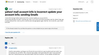 yahoo! mail account info is incorrect update your account ...