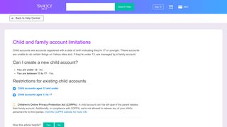 Child and family account limitations | Yahoo Help - SLN5679