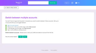 Switch between multiple accounts - Help for Yahoo Account