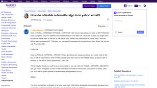 how do i disable automatic sign in in yahoo email? | Yahoo Answers