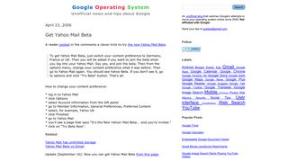 Get Yahoo Mail Beta - Google Operating System Blog