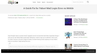 A Quick Fix for Yahoo! Mail Login Error on Mobile - Don Caprio