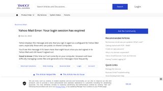 Yahoo Mail Error: Your login session has expired