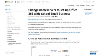 Change nameservers to set up Office 365 with Yahoo! Small Business ...