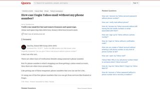 How to login Yahoo mail without my phone number - Quora