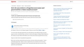 How to retrieve a forgotten user name and password for a Yahoo ...