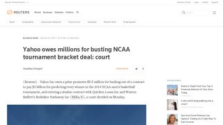 Yahoo owes millions for busting NCAA tournament bracket deal: court ...