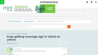 keep getting message sign in failed on yahoo - Android Forums at ...