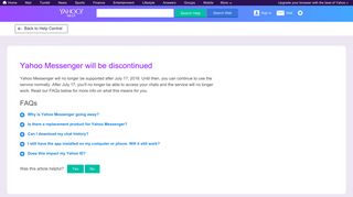 Yahoo Messenger will be discontinued | Yahoo Help - SLN28776