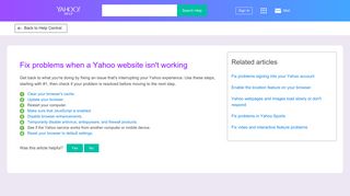 Fix problems when a Yahoo website isn't working | Yahoo Help ...