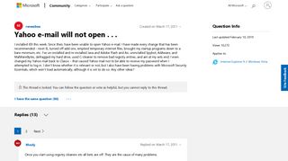 Yahoo e-mail will not open . . . - Microsoft Community