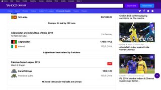 Schedule, Fixtures, Results | Yahoo Cricket