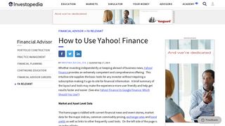 How to Use Yahoo! Finance - Investopedia