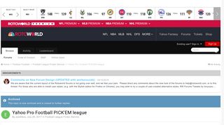 Yahoo Pro Football PICK'EM league - Football League Finder Service ...