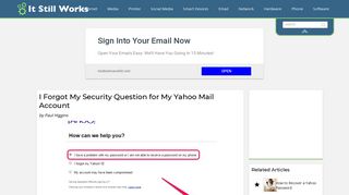 I Forgot My Security Question for My Yahoo Mail Account | It Still Works