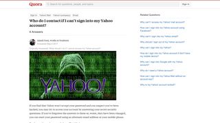 Who do I contact if I can't sign into my Yahoo account? - Quora