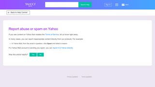 Report abuse or spam on Yahoo | Yahoo Help - SLN26401