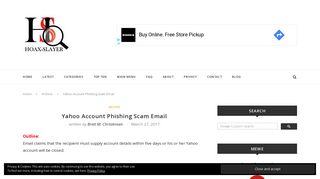 Yahoo Account Phishing Scam Email - Hoax-Slayer