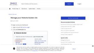 Manage your Website Builder site - Yahoo Small Business Community