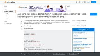 cant send mail through contact form in yahoo small business server ...
