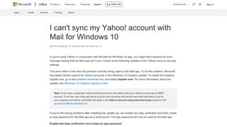 I can't sync my Yahoo! account with Mail for Windows 10 - Outlook