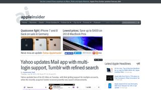 Yahoo updates Mail app with multi-login support, Tumblr with refined ...