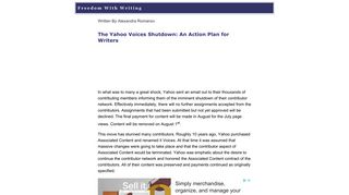 The Yahoo Voices Shutdown: An Action Plan for Writers