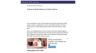 5 Ways to Make Money on Yahoo Voices - Freedom With Writing